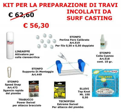 Varie - Kit per la preparazione di travi incollati da surf casting